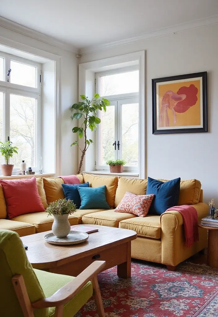 25 Apartment Living Room Scandinavian Designs You’ll Steal - 17. Colorful Accents