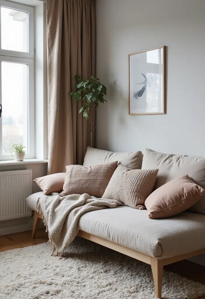 25 Apartment Living Room Scandinavian Designs You’ll Steal - 3. Cozy Textiles and Layers