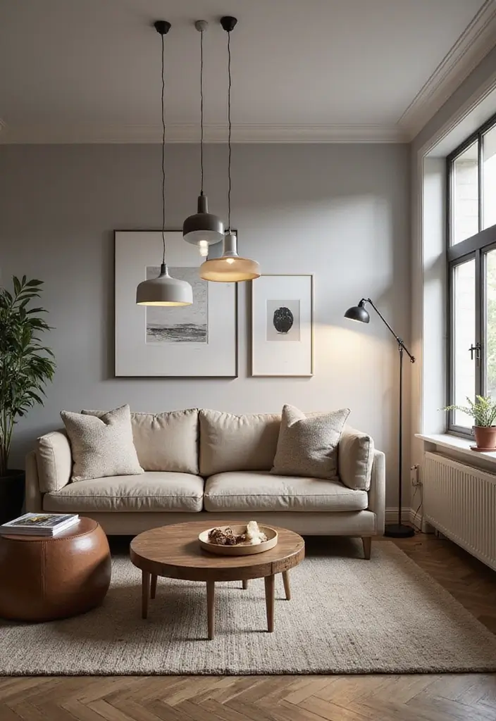 25 Apartment Living Room Scandinavian Designs You’ll Steal - 5. Statement Lighting