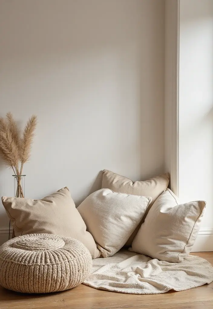 25 Beige Scandinavian Living Room Ideas for Warm Minimalism 15 25 Beige Scandinavian Living Room Ideas for Warm Minimalism - 15. Comfortable Floor Seating