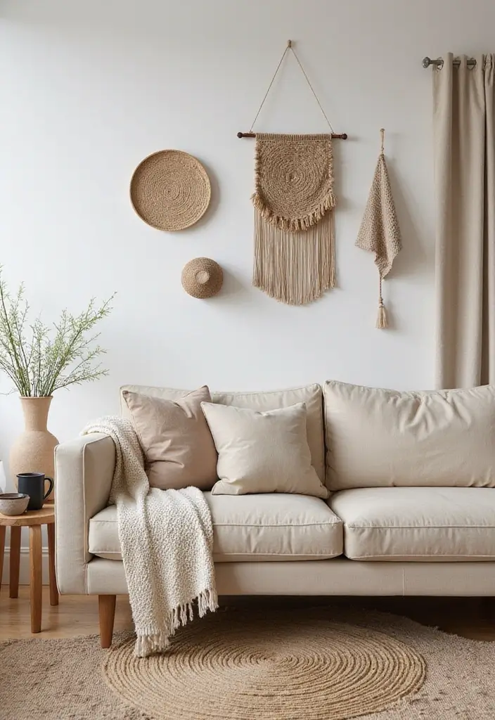 25 Beige Scandinavian Living Room Ideas for Warm Minimalism 18 25 Beige Scandinavian Living Room Ideas for Warm Minimalism - 18. Sustainable Decor Accessories