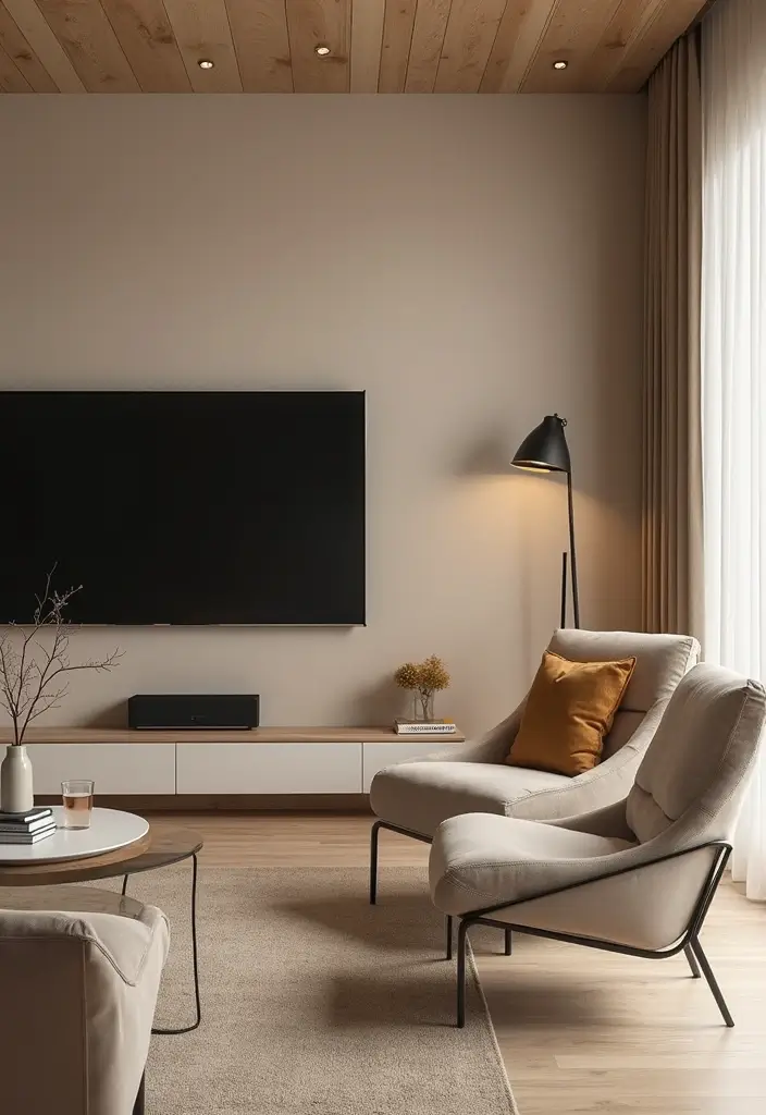 25 Beige Scandinavian Living Room Ideas for Warm Minimalism 23 25 Beige Scandinavian Living Room Ideas for Warm Minimalism - 23. Integrated Smart Technology