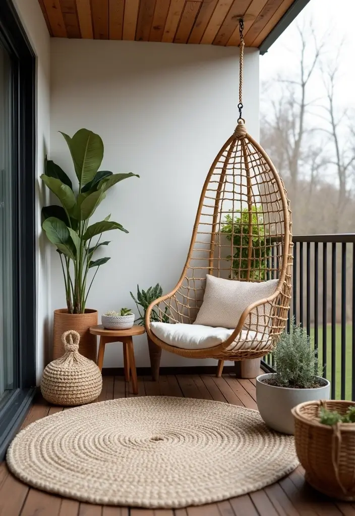 25 Scandinavian Balcony Ideas for Peaceful Outdoor Living - 1. Cozy Nook with Soft Textiles