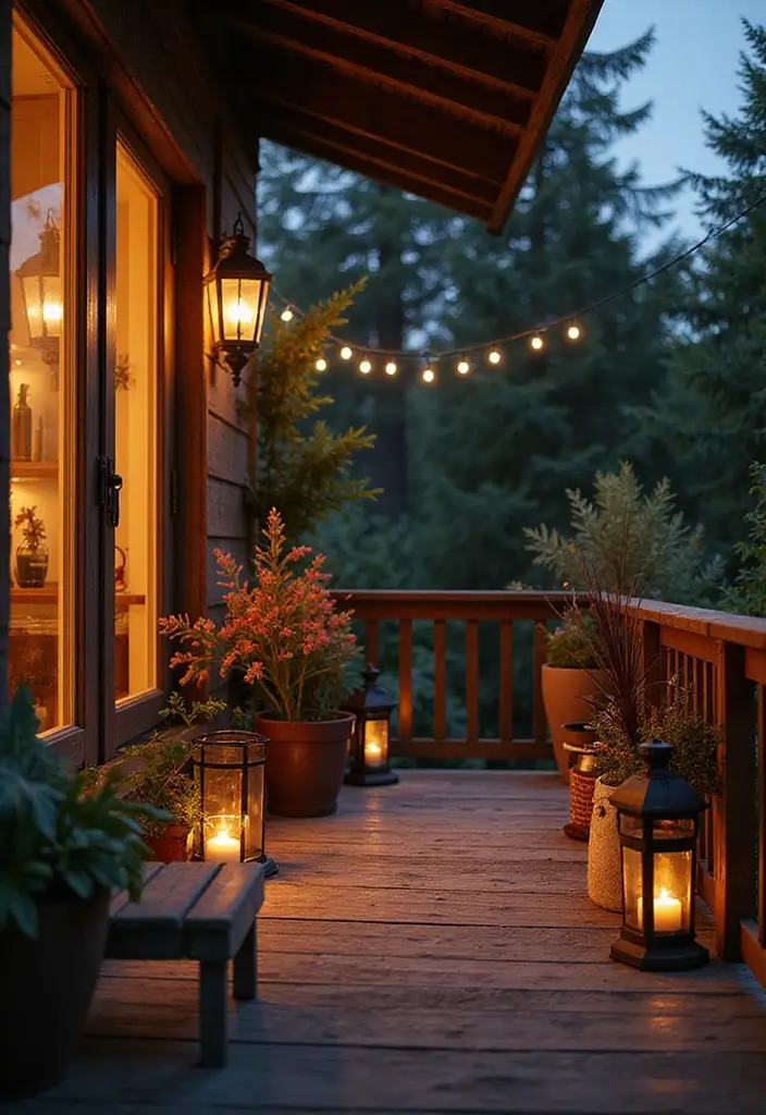 25 Scandinavian Balcony Ideas for Peaceful Outdoor Living - 11. Decorative Lanterns and Candles