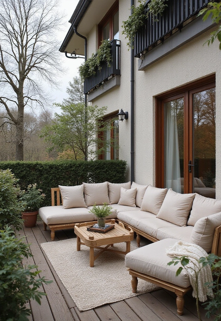 25 Scandinavian Balcony Ideas for Peaceful Outdoor Living - 12. Living Room Vibes on Your Balcony