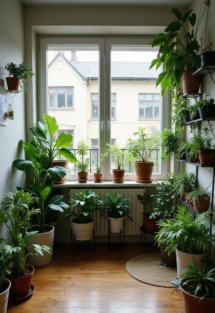 25 Scandinavian Balcony Ideas for Peaceful Outdoor Living - 15. Urban Jungle with Houseplants
