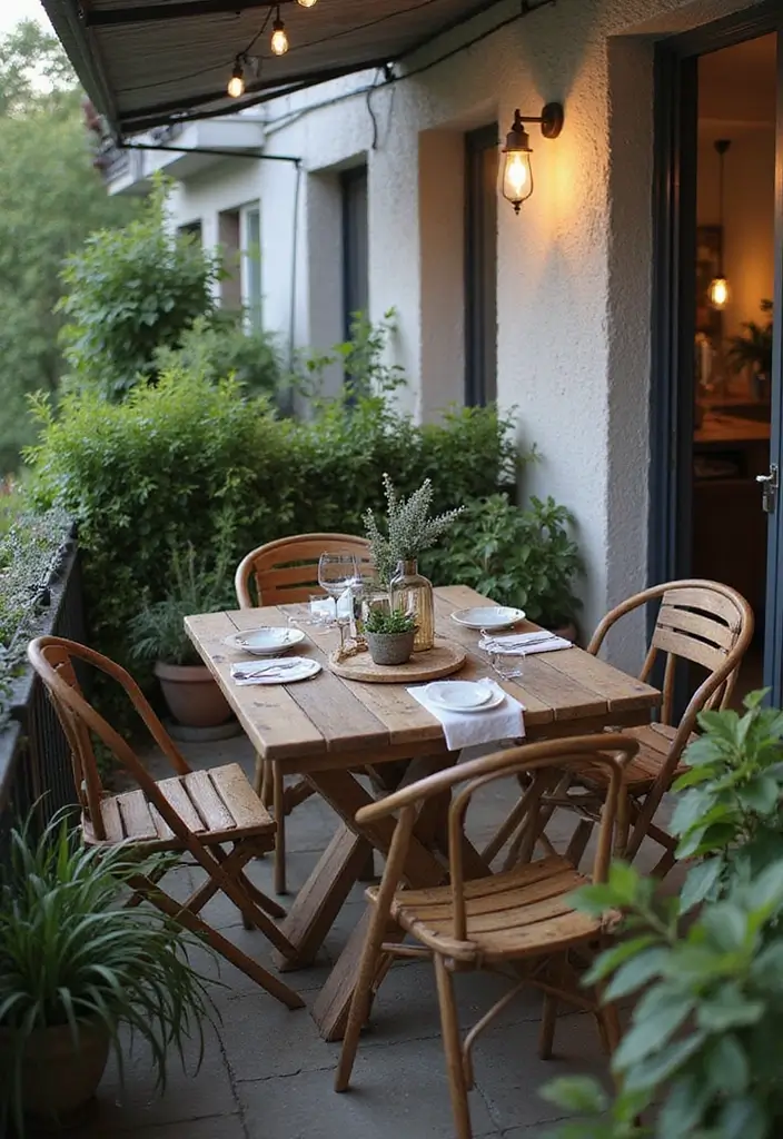 25 Scandinavian Balcony Ideas for Peaceful Outdoor Living - 17. Outdoor Dining Setup