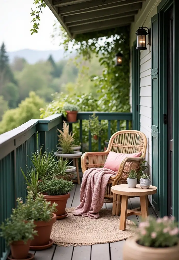 25 Scandinavian Balcony Ideas for Peaceful Outdoor Living - 24. Seasonal Touches with Decor