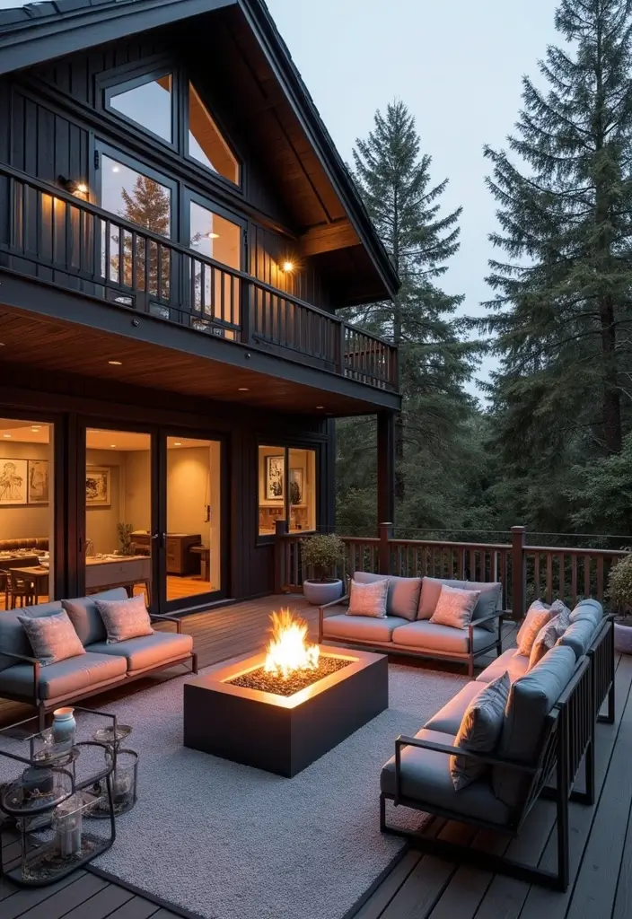 25 Scandinavian Balcony Ideas for Peaceful Outdoor Living - 8. Scandinavian-style Fire Pit