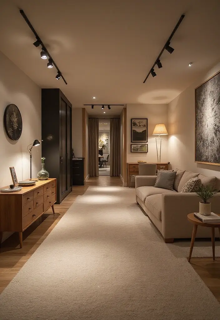 25 Scandinavian Basement Ideas That Feel Bright and Modern 3 25 Scandinavian Basement Ideas That Feel Bright and Modern - 5. Illuminate with Layered Lighting