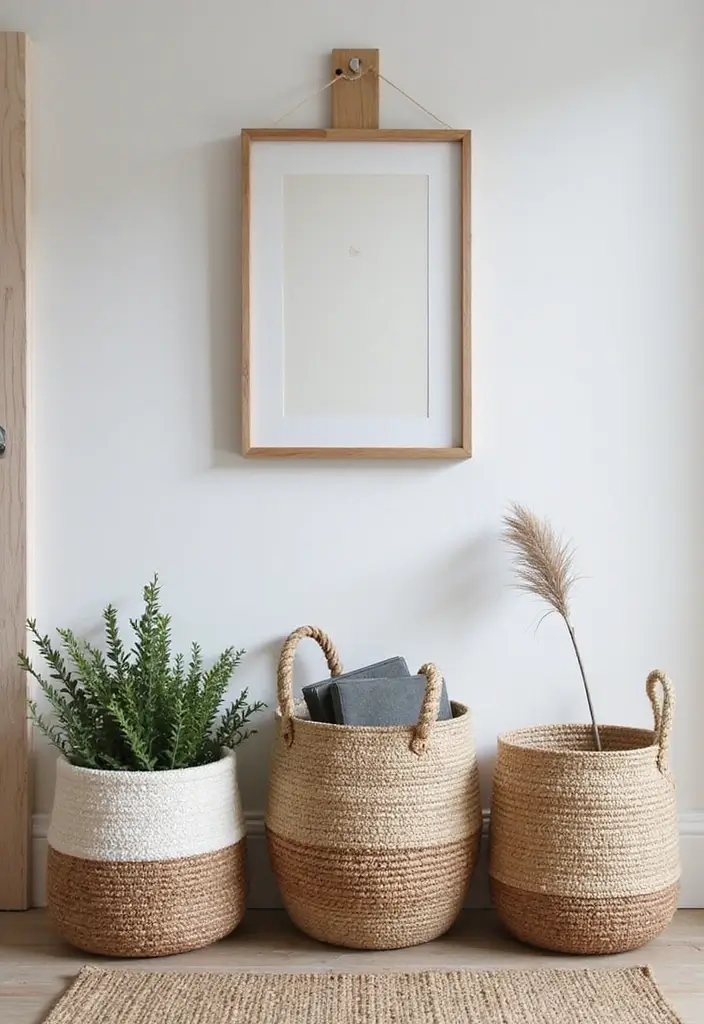 25 Scandinavian Entryway Ideas for a Warm and Inviting Home - 12. Storage Baskets