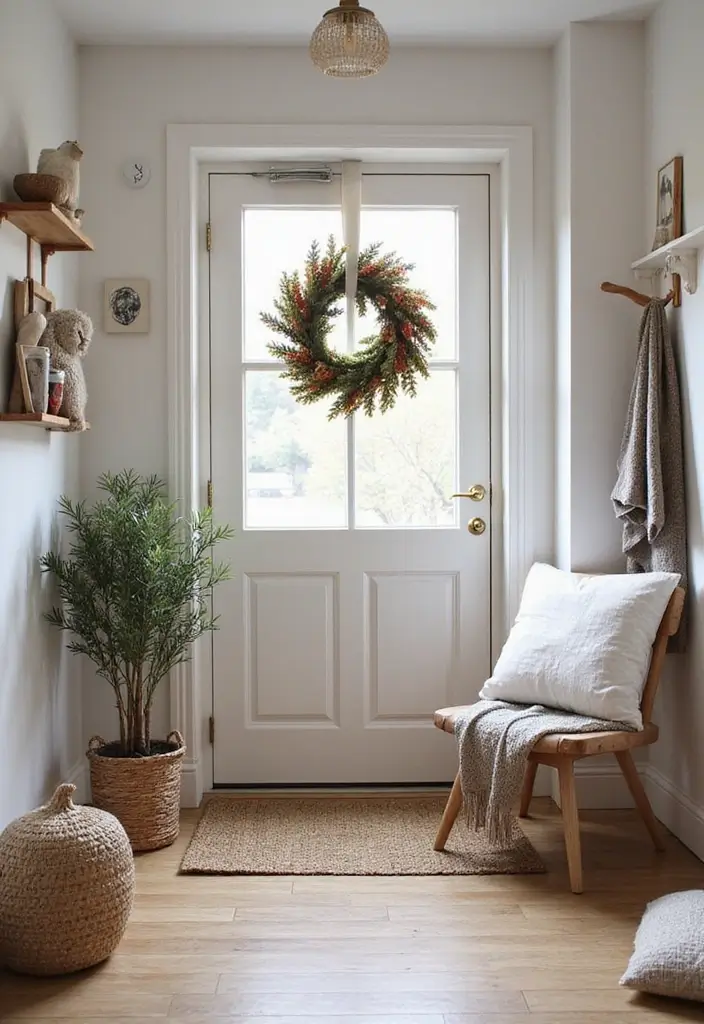 25 Scandinavian Entryway Ideas for a Warm and Inviting Home - 14. Seasonal Decor