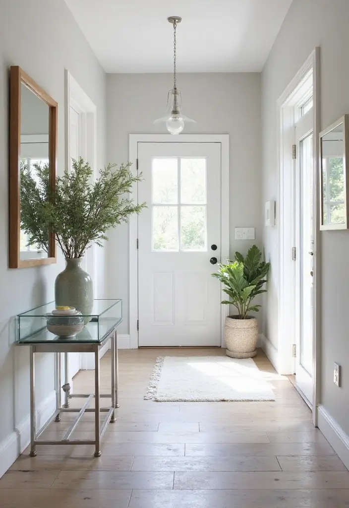 25 Scandinavian Entryway Ideas for a Warm and Inviting Home - 18. Reflective Surfaces