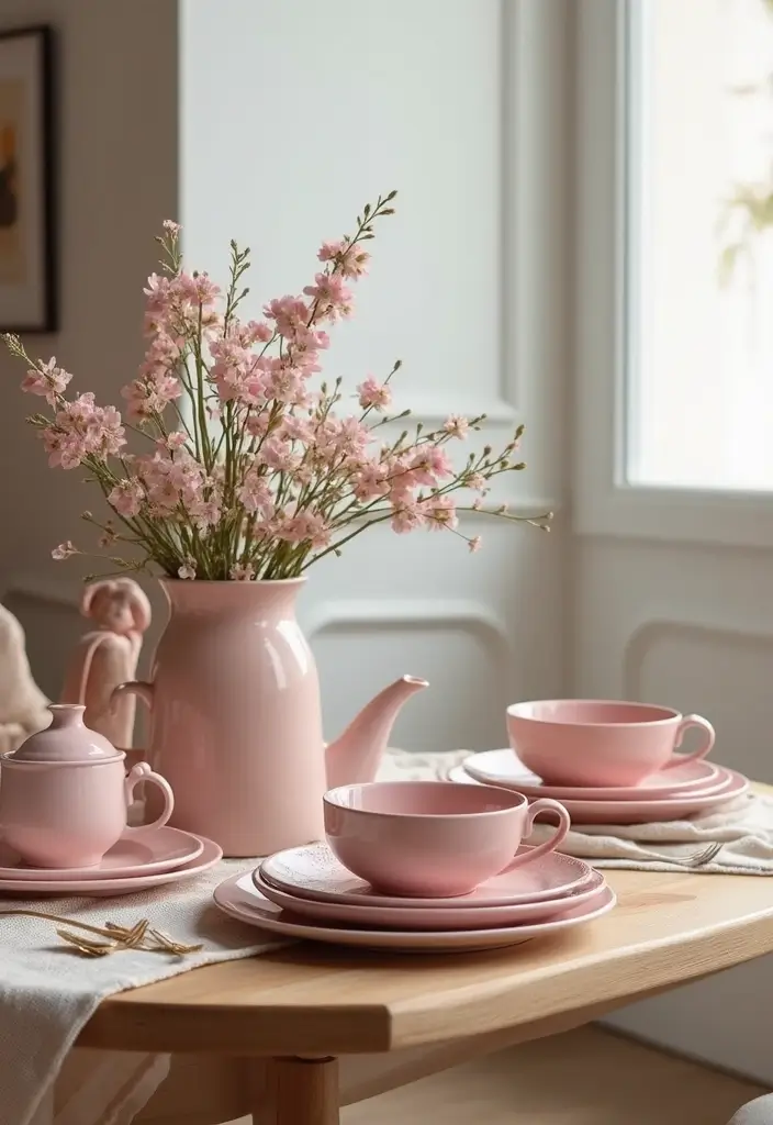 26 Pink Scandinavian Living Room Ideas for Soft Elegance 15 26 Pink Scandinavian Living Room Ideas for Soft Elegance - 15. Pink Table Settings