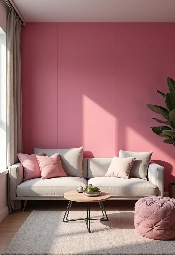 26 Pink Scandinavian Living Room Ideas for Soft Elegance 16 26 Pink Scandinavian Living Room Ideas for Soft Elegance - 16. Pink Accent Walls