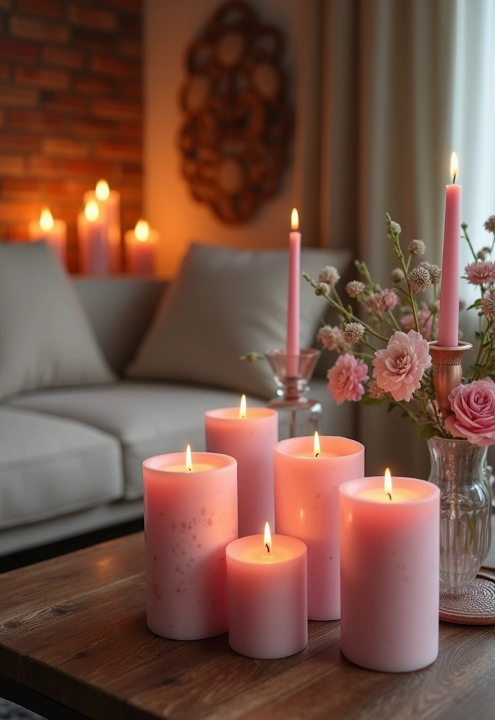 26 Pink Scandinavian Living Room Ideas for Soft Elegance 17 26 Pink Scandinavian Living Room Ideas for Soft Elegance - 17. Pink Candles and Holders