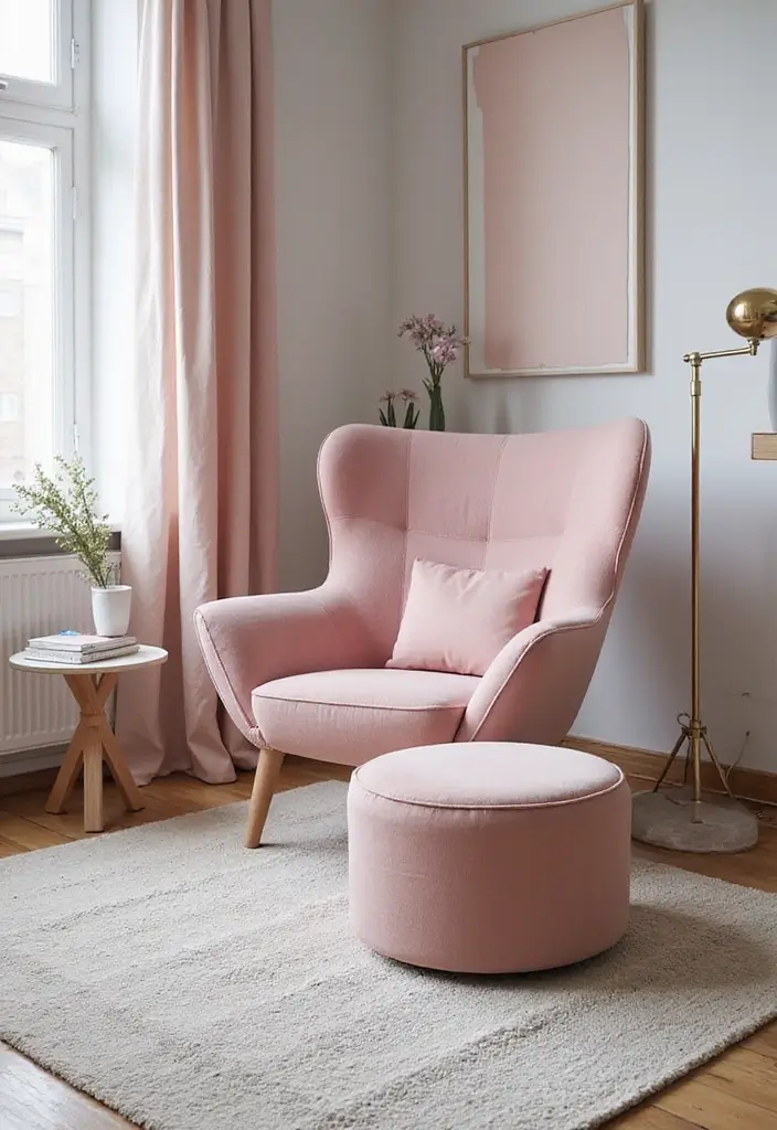 26 Pink Scandinavian Living Room Ideas for Soft Elegance 20 26 Pink Scandinavian Living Room Ideas for Soft Elegance - 20. Pink Upholstered Furniture