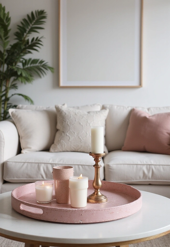 26 Pink Scandinavian Living Room Ideas for Soft Elegance 22 26 Pink Scandinavian Living Room Ideas for Soft Elegance - 22. Pink Decorative Trays