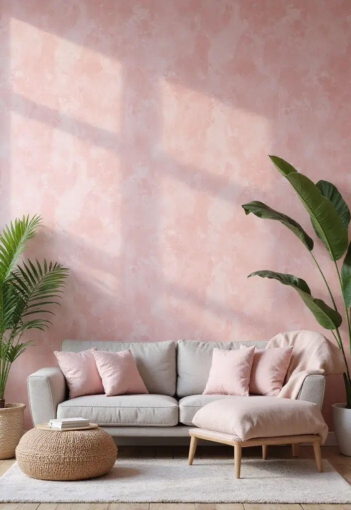 26 Pink Scandinavian Living Room Ideas for Soft Elegance 23 26 Pink Scandinavian Living Room Ideas for Soft Elegance - 23. Pink Wallpaper