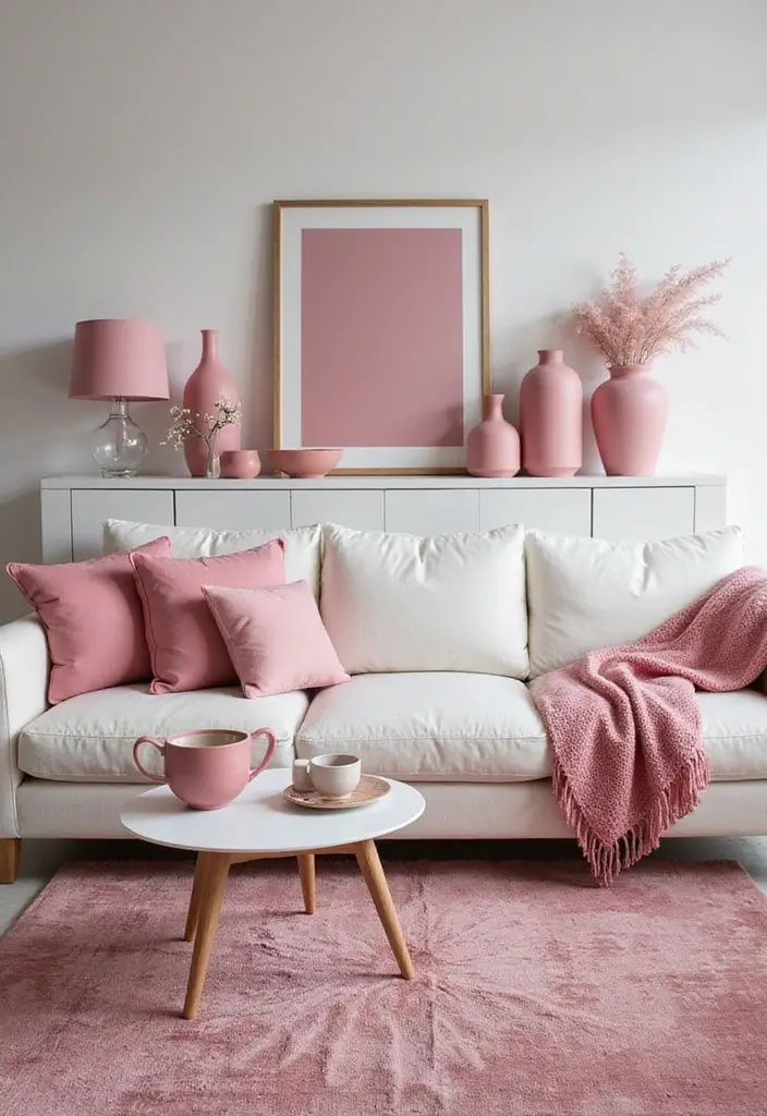26 Pink Scandinavian Living Room Ideas for Soft Elegance 24 26 Pink Scandinavian Living Room Ideas for Soft Elegance - 24. Pink Accent Decor