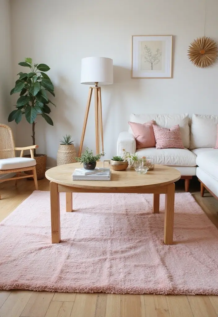 26 Pink Scandinavian Living Room Ideas for Soft Elegance 4 26 Pink Scandinavian Living Room Ideas for Soft Elegance - 4. Blush Pink Rugs