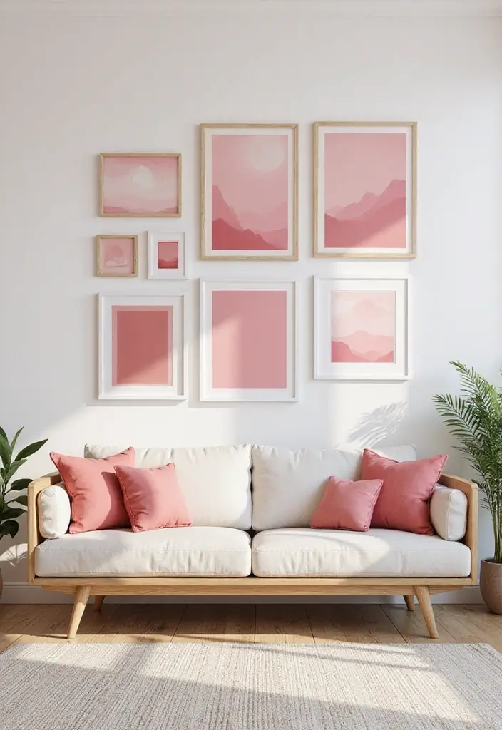 26 Pink Scandinavian Living Room Ideas for Soft Elegance 6 26 Pink Scandinavian Living Room Ideas for Soft Elegance - 6. Pink Artwork