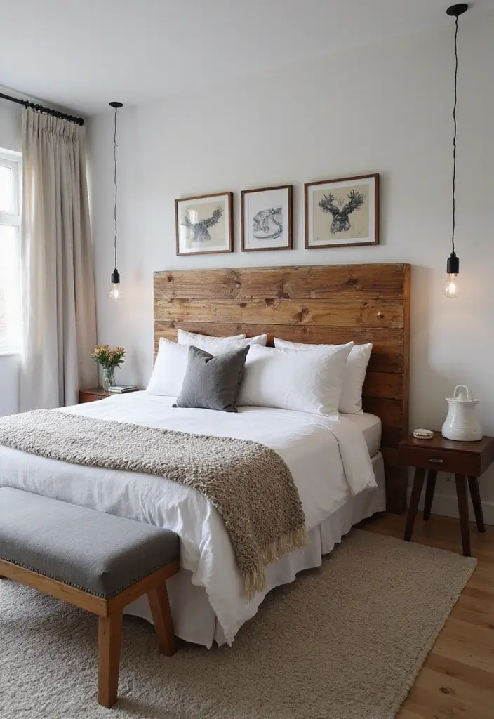 26 Rustic Scandinavian Bedroom Ideas for Cozy Nights 12 26 Rustic Scandinavian Bedroom Ideas for Cozy Nights - 12. Statement Headboards