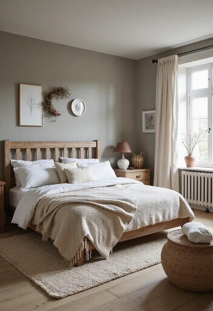 26 Rustic Scandinavian Bedroom Ideas for Cozy Nights 14 26 Rustic Scandinavian Bedroom Ideas for Cozy Nights - 14. Farmhouse Style Decor