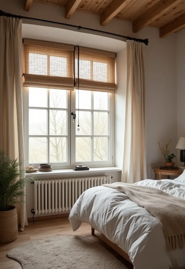 26 Rustic Scandinavian Bedroom Ideas for Cozy Nights 15 26 Rustic Scandinavian Bedroom Ideas for Cozy Nights - 15. Simple Window Treatments