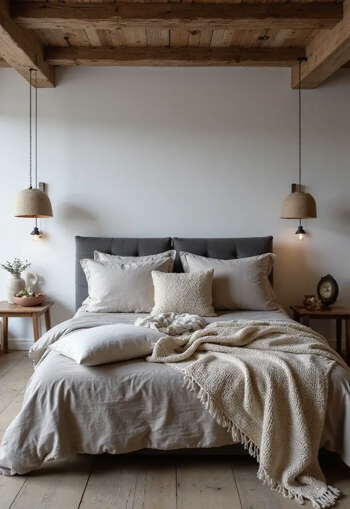 26 Rustic Scandinavian Bedroom Ideas for Cozy Nights 18 26 Rustic Scandinavian Bedroom Ideas for Cozy Nights - 18. Accent Pillows and Throws