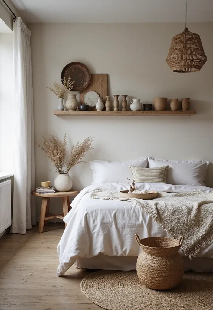 26 Rustic Scandinavian Bedroom Ideas for Cozy Nights 19 26 Rustic Scandinavian Bedroom Ideas for Cozy Nights - 19. Handcrafted Decor Items
