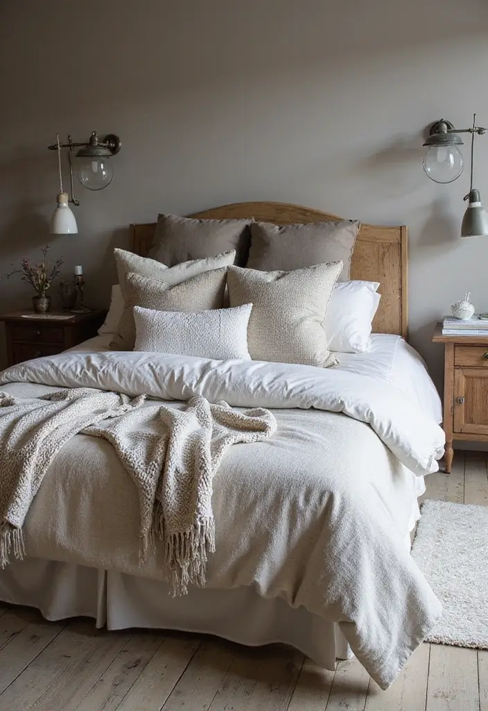 26 Rustic Scandinavian Bedroom Ideas for Cozy Nights 2 26 Rustic Scandinavian Bedroom Ideas for Cozy Nights - 2. Soft Textiles for Warmth