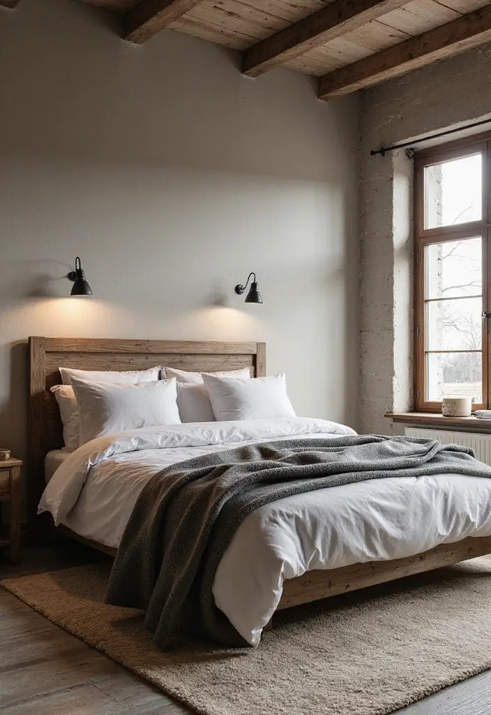 26 Rustic Scandinavian Bedroom Ideas for Cozy Nights 21 26 Rustic Scandinavian Bedroom Ideas for Cozy Nights - 21. A Touch of Metal