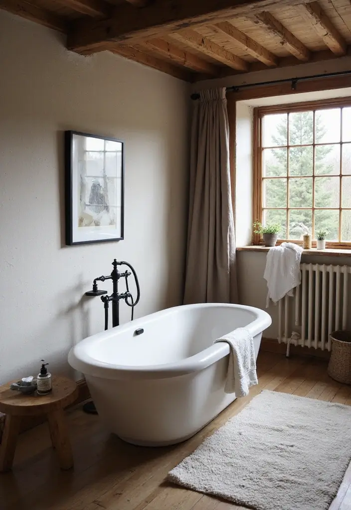 26 Rustic Scandinavian Bedroom Ideas for Cozy Nights 7 26 Rustic Scandinavian Bedroom Ideas for Cozy Nights - 7. Freestanding Bathtubs for Spa Vibes