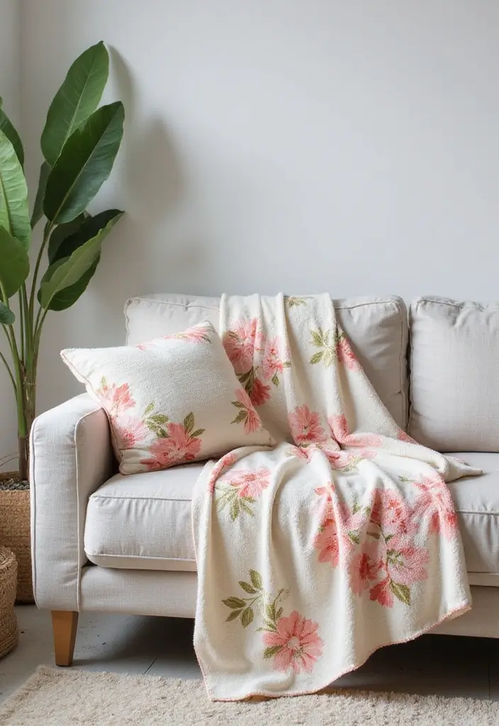 26 Scandinavian Floral Decor Ideas for a Fresh Nordic Touch - 12. Floral Prints on Blankets