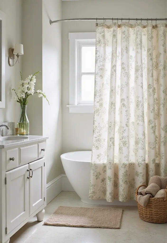 26 Scandinavian Floral Decor Ideas for a Fresh Nordic Touch - 17. Floral Shower Curtains