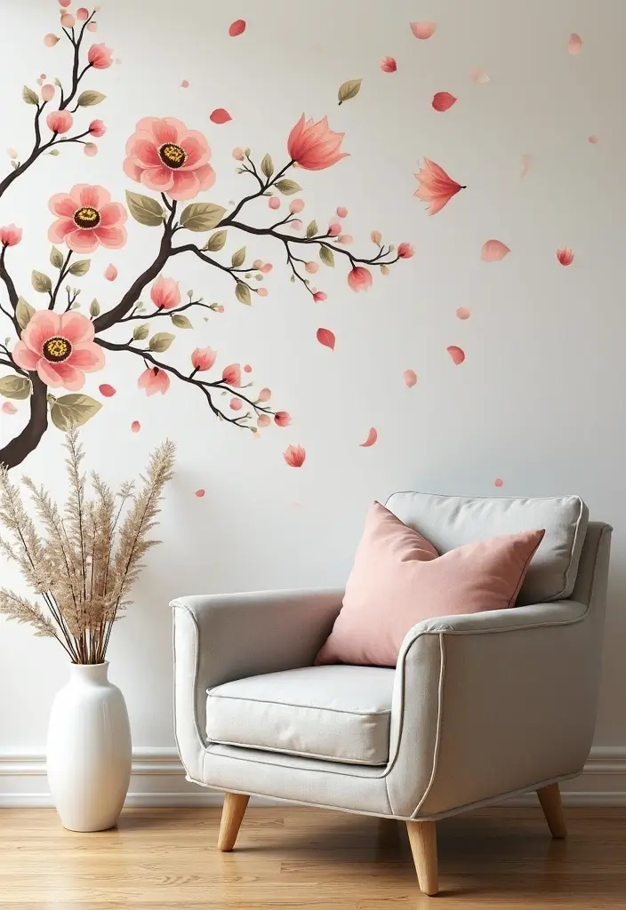 26 Scandinavian Floral Decor Ideas for a Fresh Nordic Touch - 20. Floral Wall Decals