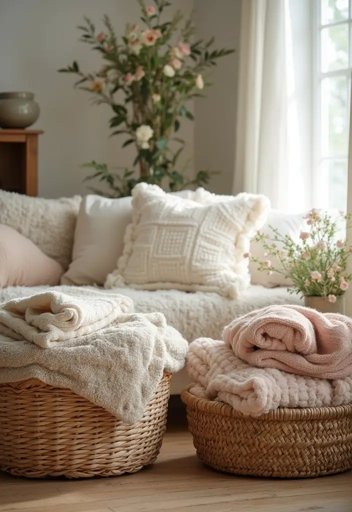 26 Scandinavian Floral Decor Ideas for a Fresh Nordic Touch - 23. Floral Baskets