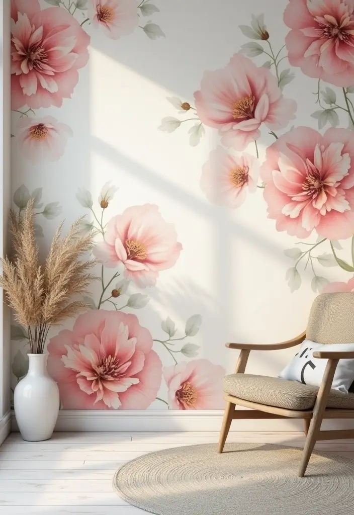 26 Scandinavian Floral Decor Ideas for a Fresh Nordic Touch - 4. Floral Wallpaper