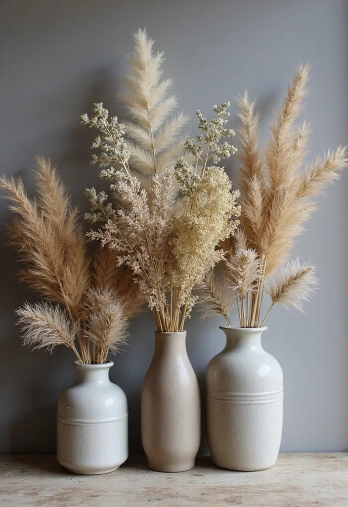 26 Scandinavian Floral Decor Ideas for a Fresh Nordic Touch - 6. Dried Floral Decor