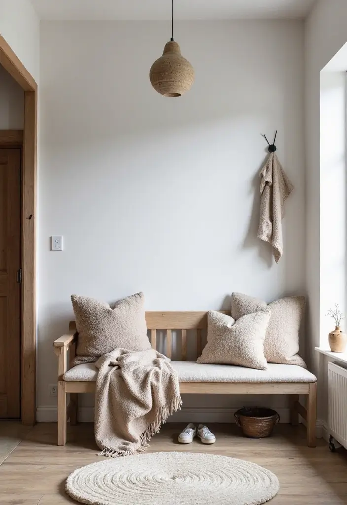 26 Scandinavian Hallway Ideas That Make Every Step Feel Cozy 6 26 Scandinavian Hallway Ideas That Make Every Step Feel Cozy - 6. Cozy Bench Seating