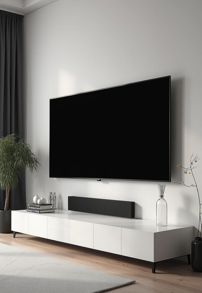 26 Scandinavian TV Wall Designs That Transform Your Space 16 26 Scandinavian TV Wall Designs That Transform Your Space - 16. Black and White Contrast
