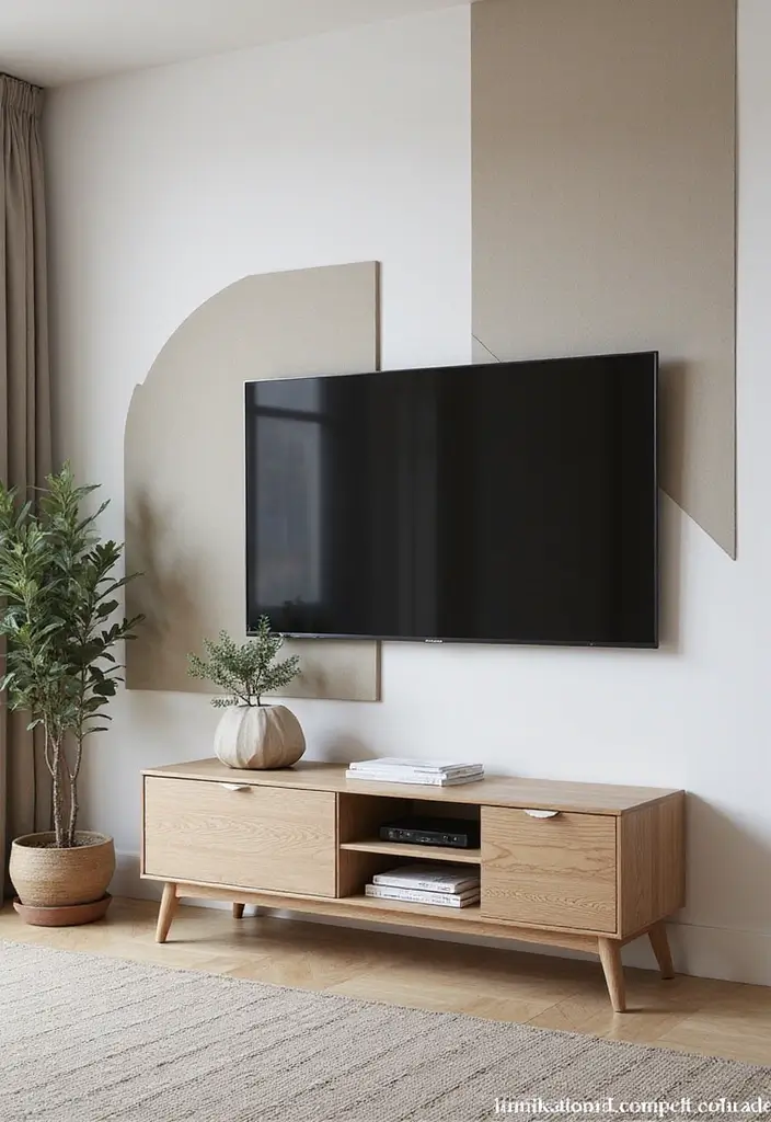 26 Scandinavian TV Wall Designs That Transform Your Space 17 26 Scandinavian TV Wall Designs That Transform Your Space - 17. Geometric Designs