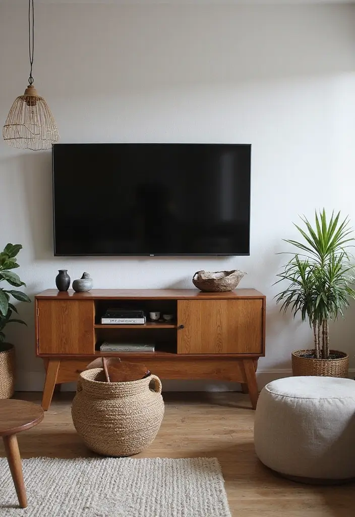 26 Scandinavian TV Wall Designs That Transform Your Space 19 26 Scandinavian TV Wall Designs That Transform Your Space - 19. Vintage Pieces