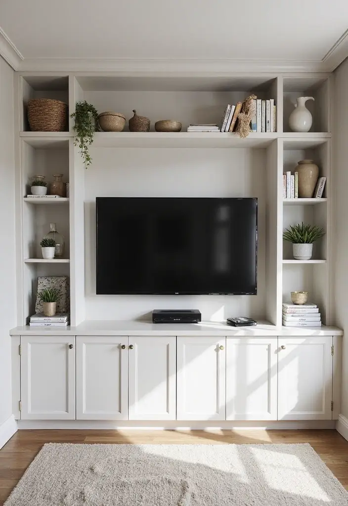 26 Scandinavian TV Wall Designs That Transform Your Space 2 26 Scandinavian TV Wall Designs That Transform Your Space - 2. Storage Solutions