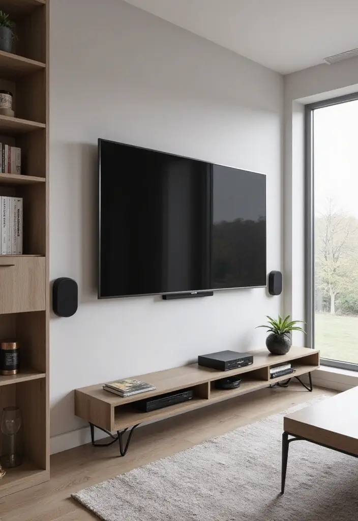 26 Scandinavian TV Wall Designs That Transform Your Space 21 26 Scandinavian TV Wall Designs That Transform Your Space - 21. Integrated Technology