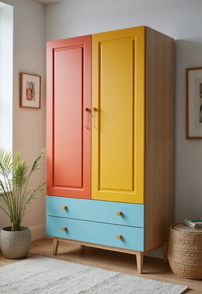 26 Scandinavian Wardrobe Designs That Maximize Functionality 13 26 Scandinavian Wardrobe Designs That Maximize Functionality - 13. Colorful Scandinavian Wardrobe Designs