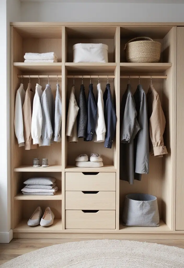 26 Scandinavian Wardrobe Designs That Maximize Functionality 16 26 Scandinavian Wardrobe Designs That Maximize Functionality - 16. Scandinavian Wardrobes with Open Storage