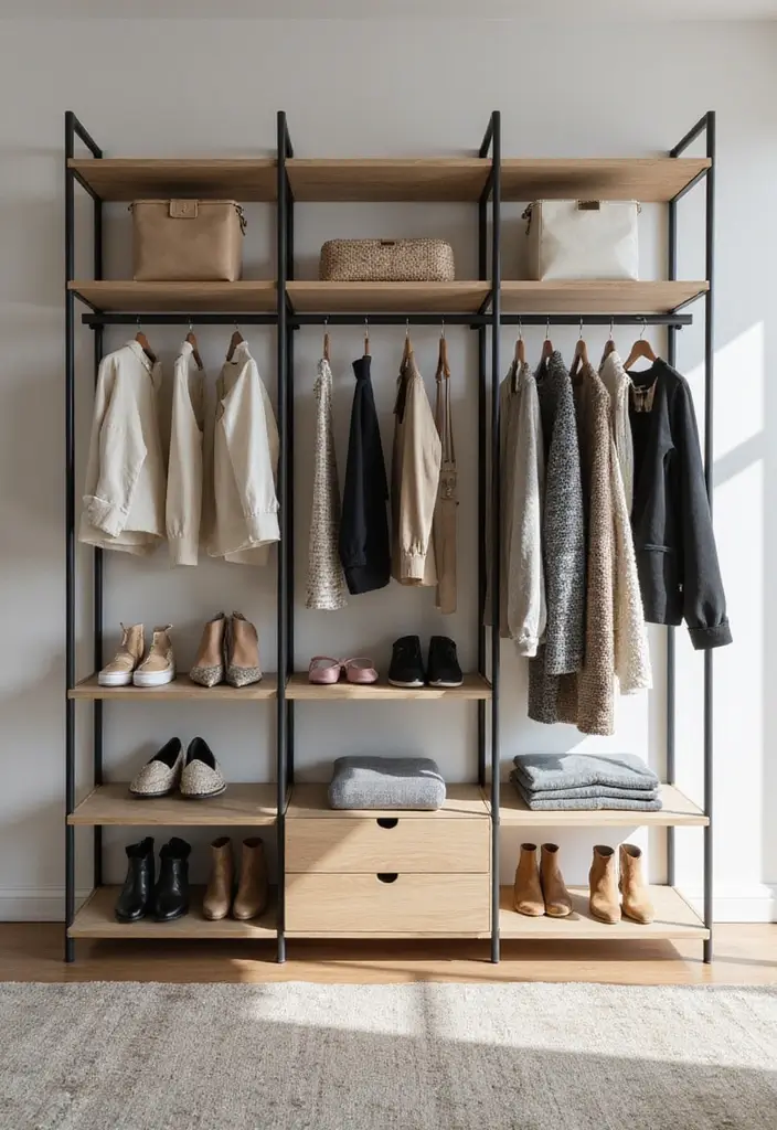 26 Scandinavian Wardrobe Designs That Maximize Functionality 2 26 Scandinavian Wardrobe Designs That Maximize Functionality - 2. Open Shelving Wardrobes