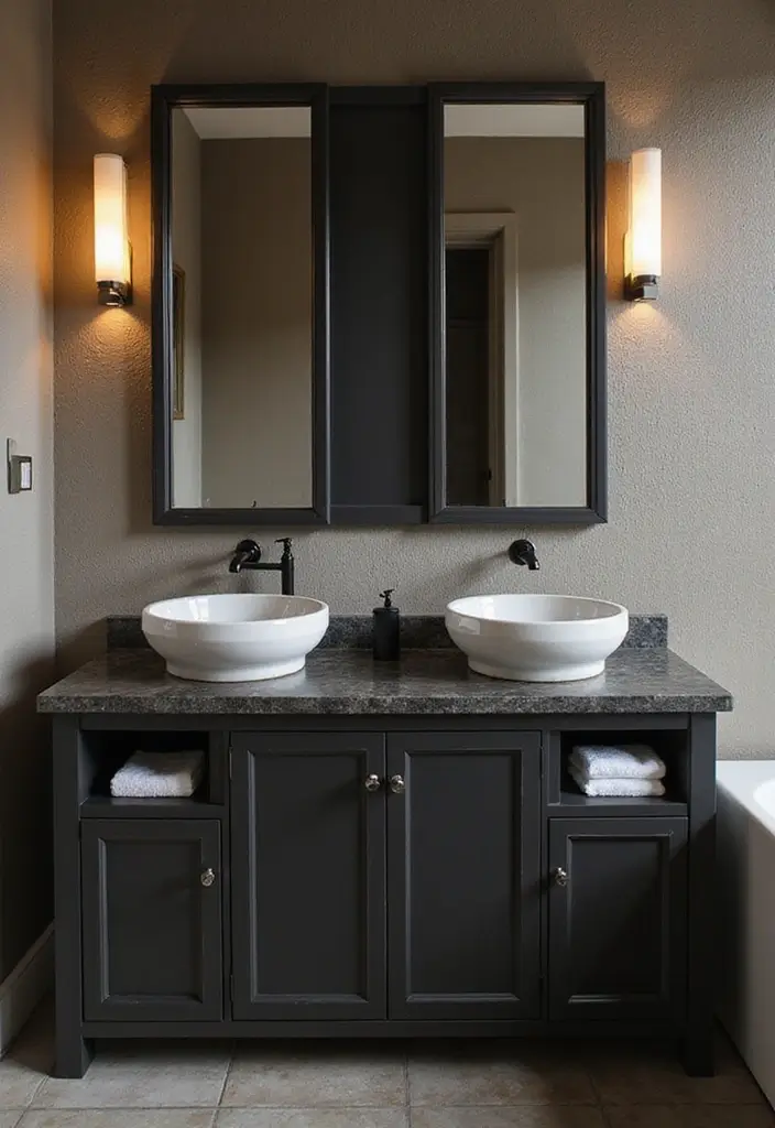 27 Dark Scandinavian Bathroom Ideas for a Bold Nordic Touch 12 27 Dark Scandinavian Bathroom Ideas for a Bold Nordic Touch - 12. Unique Sink Designs for a Modern Flair